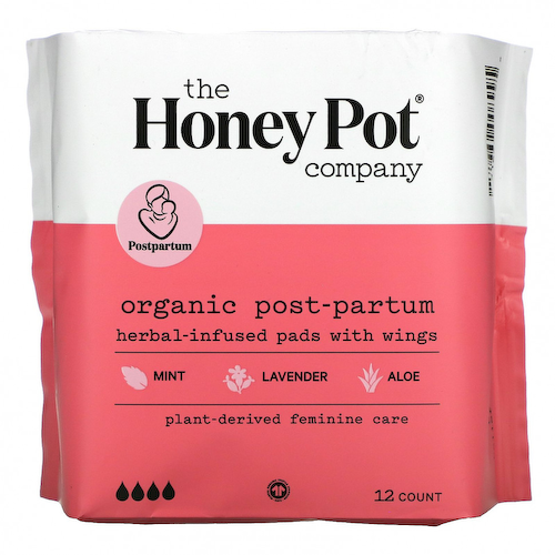 The Honey Pot Company, Органические травяные прокладки с крыльями, послеродовые, 12 шт. #1