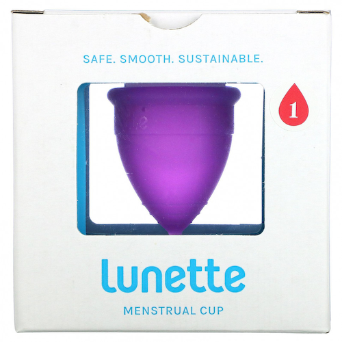 Lunette, Многоразовая менструальная чашечка, модель 1, для легких и нормальных выделений, фиолетовая, 1 чашечка #1