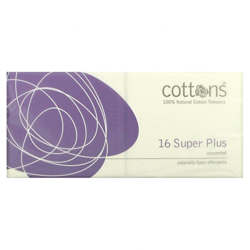 Cottons, Тампоны из 100% чистого хлопка, Super Plus, без запаха, 16 штук #1
