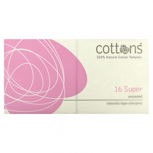 Cottons, Тампоны из 100% натурального хлопка, супер, без запаха, 16 тампонов #1