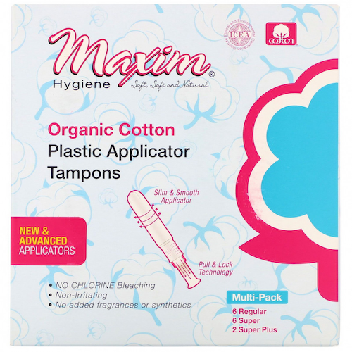 Maxim Hygiene Products, Тампоны с пластиковым аппликатором из органического хлопка, мультиупаковка, 14 шт. #1
