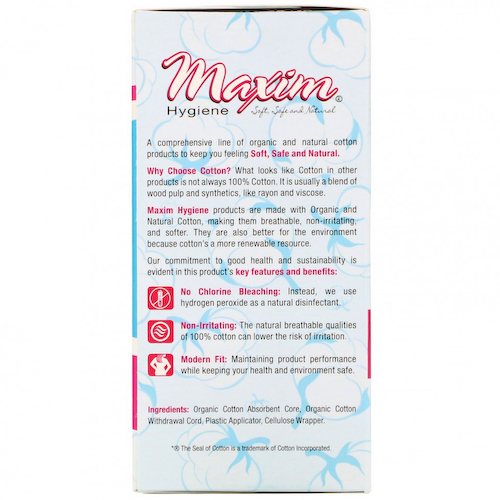 Maxim Hygiene Products, Тампоны с пластиковым аппликатором из органического хлопка, мультиупаковка, 14 шт. #1