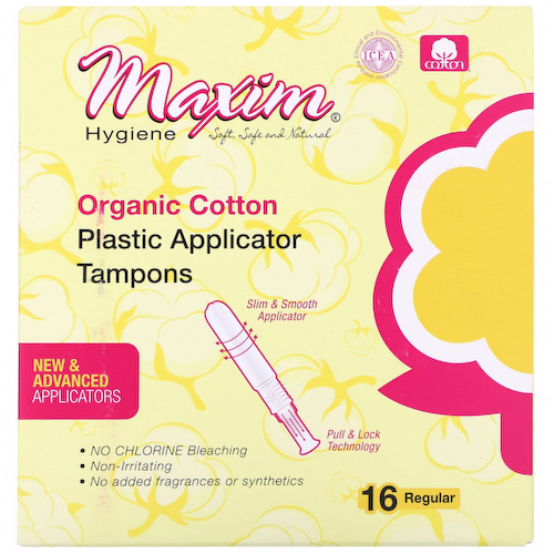 Maxim Hygiene Products, Тампоны с пластиковым аппликатором из органического хлопка, обычные, 16 шт. #1