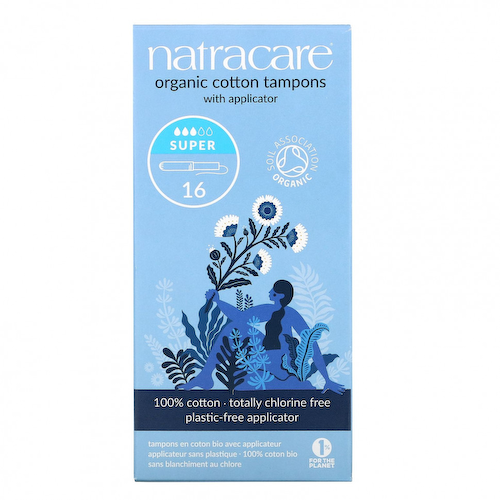 Natracare, тампоны из органического хлопка с аппликатором, супер, 16 штук #1