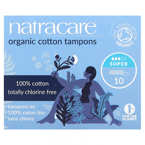 Natracare, Тампоны из органического хлопка, супер, 10 тампонов #1