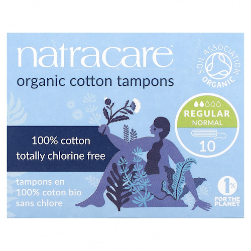 Natracare, Тампоны из органического хлопка, обычные, 10 тампонов #1