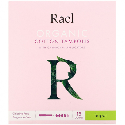Rael, Тампоны из органического хлопка с картонными аппликаторами, супер, 18 шт. #1