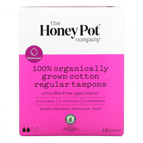 The Honey Pot Company, тампоны из 100% органического хлопка, нормал, 18 шт. #1