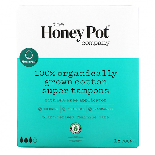 The Honey Pot Company, тампоны из 100% органического хлопка, супер, 18 шт. #1