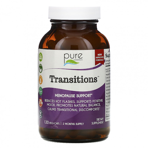 Pure Essence, Transitions, для поддержки менопаузы, 120 растительных капсул #1