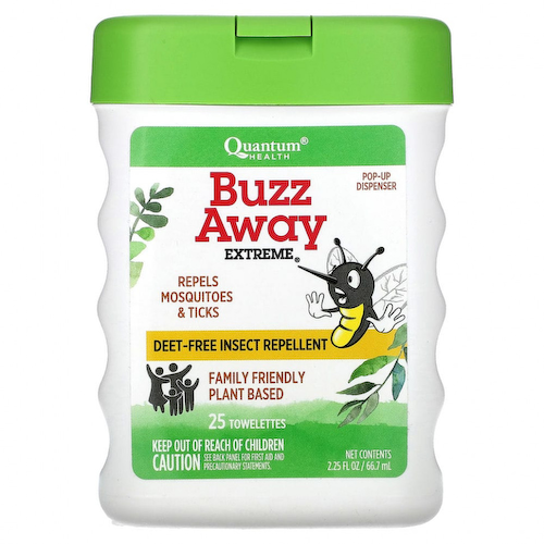 Quantum Health, Buzz Away Extreme, средство от насекомых без ДЭТА, 25 салфеток #1