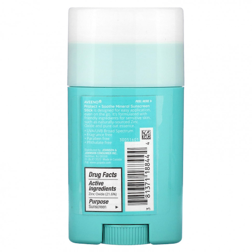 Aveeno, Минеральный солнцезащитный стик Protect + Soothe, SPF 50, без отдушек, 42 г (1,5 унции) #1