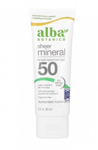 Alba Botanica, Sheer Mineral, минеральный солнцезащитный лосьон, SPF 50, без отдушки, 89 мл (3 жидк. унции) #1