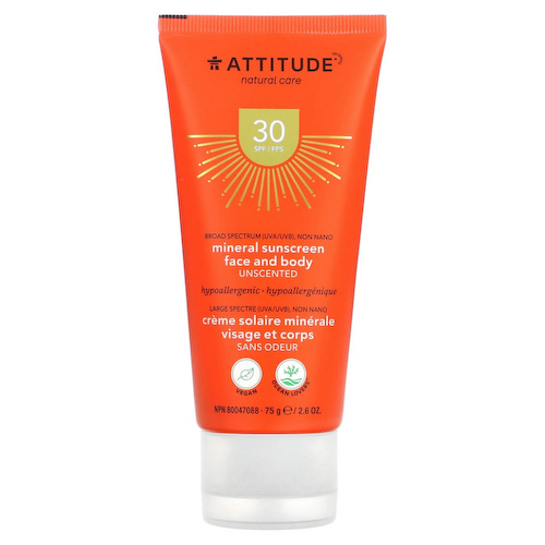 ATTITUDE, Минеральное солнцезащитное средство для лица и тела, SPF 30, без запаха, 75 г (2,6 унции) #1