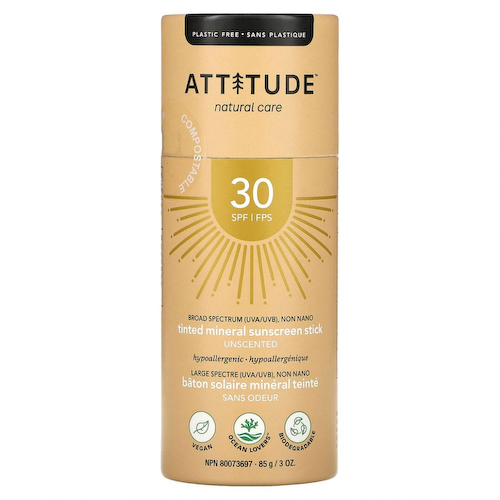 ATTITUDE, Минеральный солнцезащитный стик с тонирующим эффектом, SPF 30, без запаха, 85 г (3 унции) #1