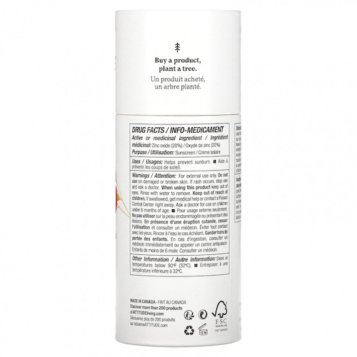 ATTITUDE, Oatmeal Sensitive Natural Care, солнцезащитный стик с минералами, SPF 30, без запаха, 85 г (3 унции) #1