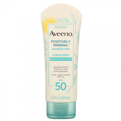 Aveeno, Positively Mineral, солнцезащитное средство для чувствительной кожи, SPF 50, 88 мл (3,0 жидк. унции) #1