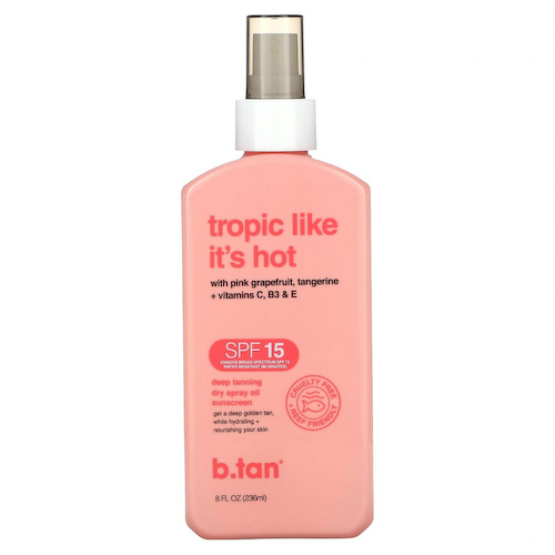 b.tan, Tropic Like It's Hot, солнцезащитное масло-спрей для глубокого загара, SPF 15, 236 мл (8 жидк. Унций) #1