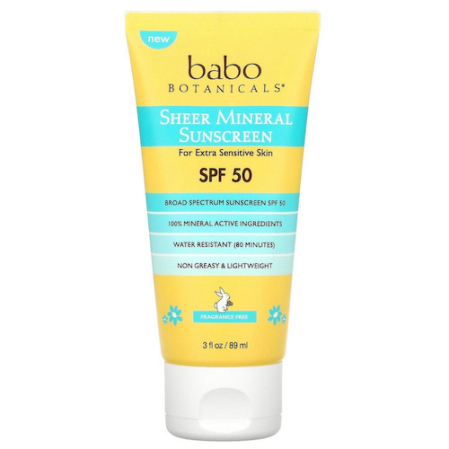 Babo Botanicals, Sheer Mineral Sunscreen SPF 50, Fragrance Free, 3 fl oz (89 ml) #1