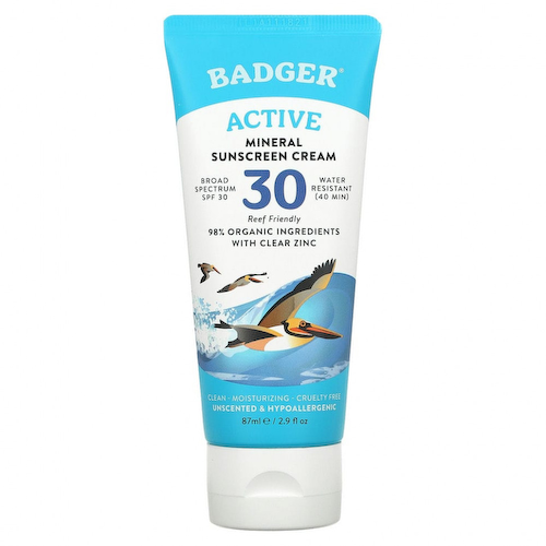 Badger Company, Active, минеральный крем от загара, SPF 30, без запаха, 87 мл (2,9 жидк. унции) #1