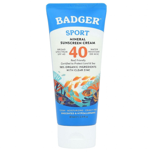 Badger Company, Sport, минеральный крем от загара, SPF 40, без запаха, 87 мл (2,9 жидк. унции) #1