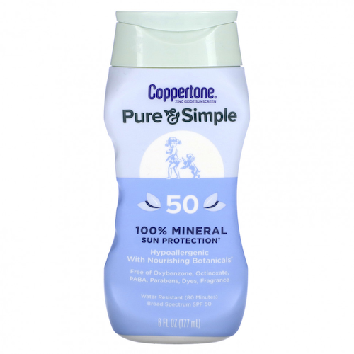 Coppertone, Pure & Simple, 100% минеральная защита от солнца, SPF 50, 177 мл (6 жидк. Унций) #1