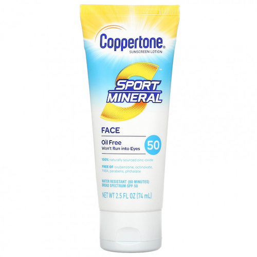 Coppertone, Sport Mineral, солнцезащитный лосьон, SPF 50, без масла, 74 мл (2,5 жидк. Унции) #1