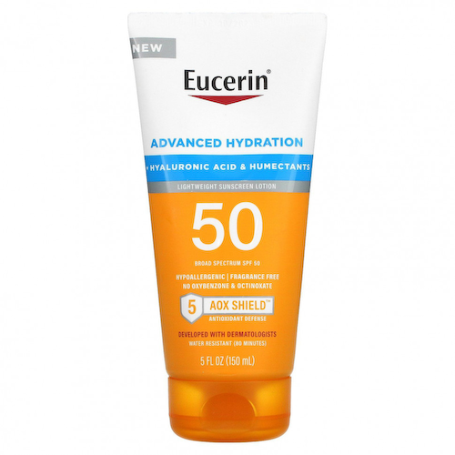 Eucerin, Advanced Hydration, легкий солнцезащитный лосьон, SPF 50, без отдушек, 150 мл (5 жидк. Унций) #1