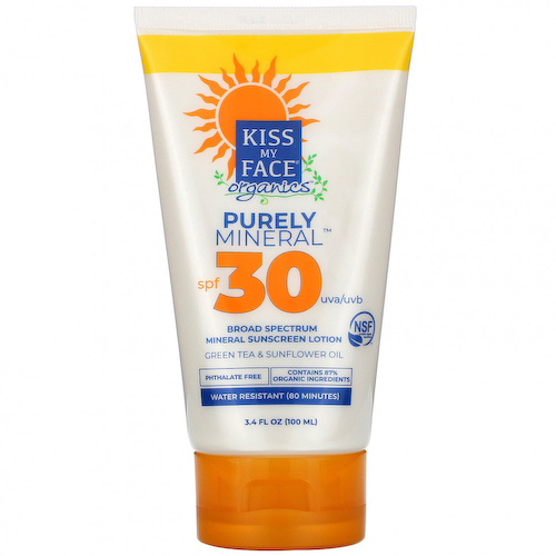 Kiss My Face, Organics, Purely Mineral, минеральный солнцезащитный лосьон широкого спектра действия, SPF 30, 100 мл (3,4 жидк. Унции) #1