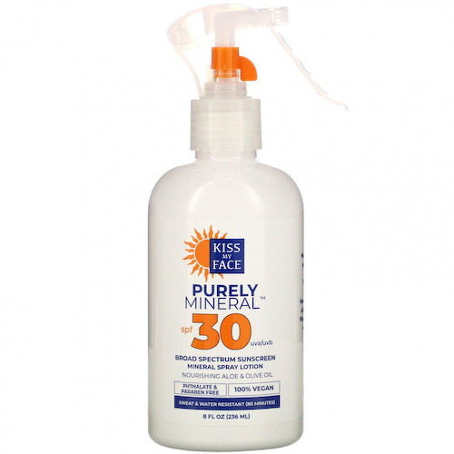 Kiss My Face, Purely Mineral, солнцезащитный лосьон-спрей широкого спектра защиты, SPF 30, 236 мл (8 жидк. унций) #1
