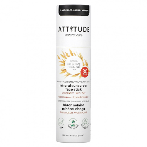 ATTITUDE, Oatmeal Sensitive Natural Care, солнцезащитный крем для лица с минералами, SPF 30, без запаха, 30 г (1 унция) #1