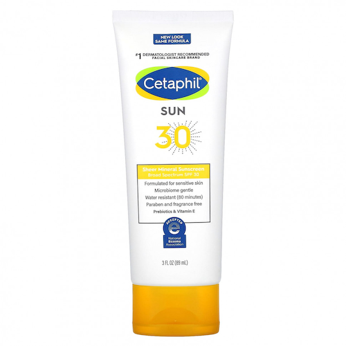 Cetaphil, Чистое минеральное солнцезащитное средство, SPF 30, 89 мл (3 жидк. Унции) #1
