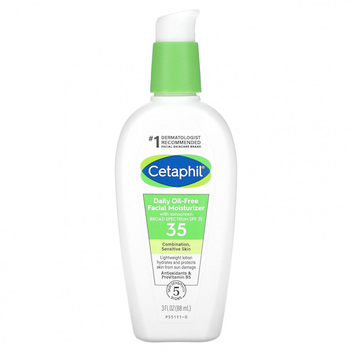 Cetaphil, Ежедневное увлажняющее средство для лица без масла, с солнцезащитным кремом, SPF 35, 88 мл (3 жидк. Унции) #1