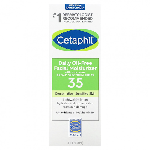 Cetaphil, Ежедневное увлажняющее средство для лица без масла, с солнцезащитным кремом, SPF 35, 88 мл (3 жидк. Унции) #1