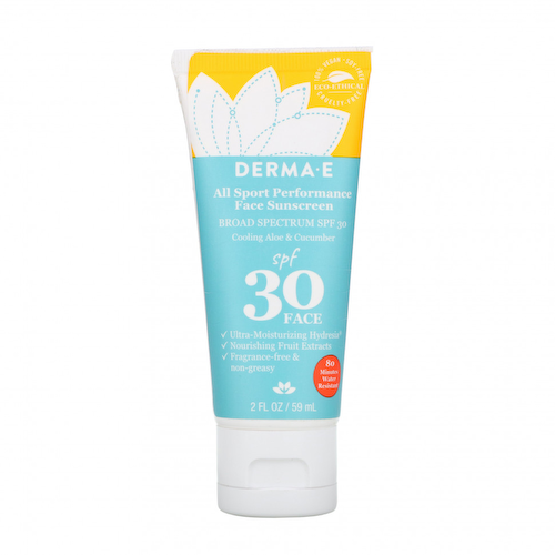 Derma E, All Sport Performance Face Sunscreen, солнцезащитное средство с SPF 30, спортивная серия, охлаждающие алоэ и огурец, 59 мл (2 жидк. унции) #1