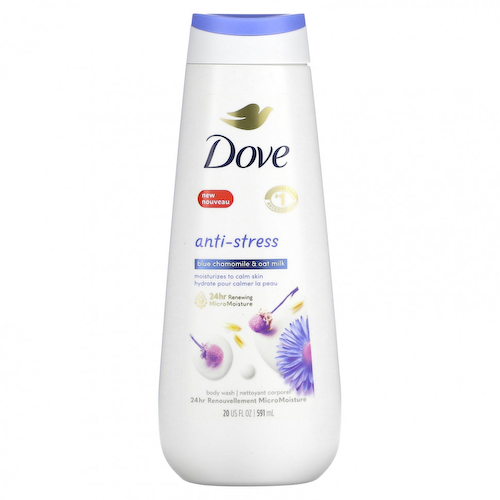 Dove, Anti-Stress, гель для душа, синяя ромашка и овсяное молоко, 591 мл (20 жидк. Унций) #1