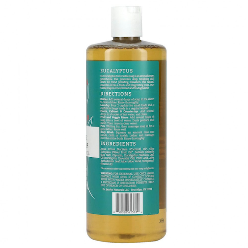Dr. Jacobs Naturals, Чистое кастильское универсальное мыло на растительной основе с эфирным маслом эвкалипта, 946 мл (32 унции) #1