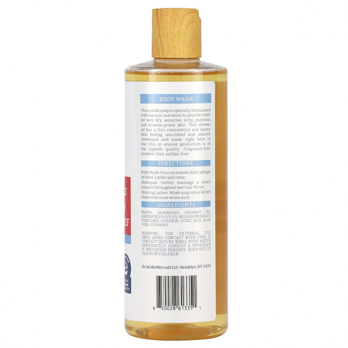 Dr. Jacobs Naturals, Гель для душа, очищающий от кастильской экземы и псориаза, без отдушек, 473 мл (16 унций) #1