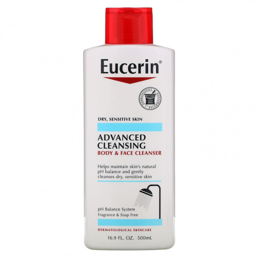 Eucerin, Advanced Cleansing, очищающее средство для тела и лица, без отдушек, 500 мл (16,9 жидких унций) #1