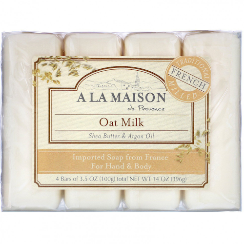 A La Maison de Provence, кусковое мыло для рук и тела с овсяным молоком, 4 куска по 100 г (3,5 унции) каждый #1