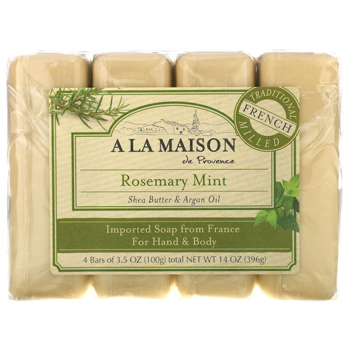 A La Maison de Provence, кусковое мыло для рук и тела, с ароматом розмарина и мяты, 4 шт по 100 г (3,5 унции) #1