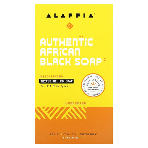 Alaffia, Подлинное африканское черное мыло, тройного помола, без запаха, 227 г (8 унций) #1