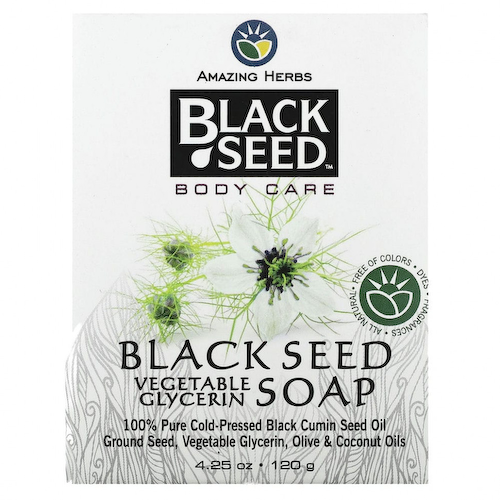 Amazing Herbs, Black Seed, уход за телом, растительное глицериновое мыло, 120 г (4,25 унции) #1