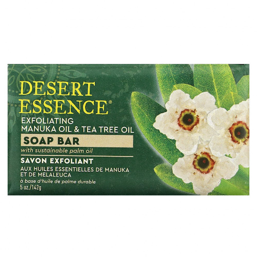 Desert Essence, Отшелушивающее масло манука и масло чайного дерева, мыло, 142 г (5 унций) #1