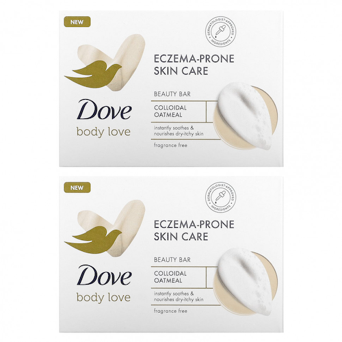 Dove, Body Love, мыло для ухода за кожей, склонной к экземе, без отдушек, 2 батончика по 106 г (3,75 унции) #1