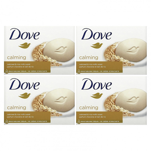Dove, Calming, мыло с ароматом овсянки и рисового молока, 4 шт. (106 г) #1