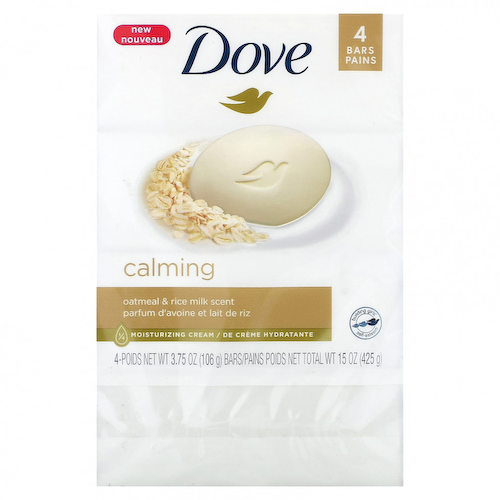 Dove, Calming, мыло с ароматом овсянки и рисового молока, 4 шт. (106 г) #1