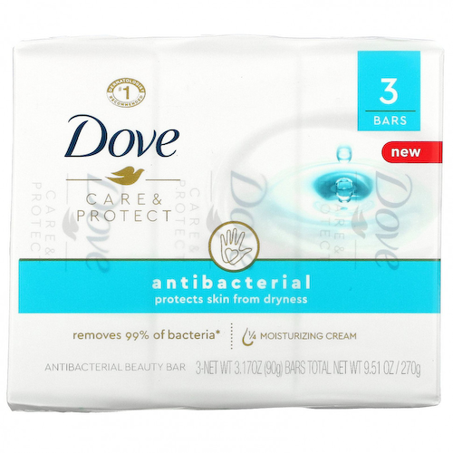 Dove, Care & Protect, антибактериальное косметическое мыло, 3 шт. по 90 г (3,17 унции) #1