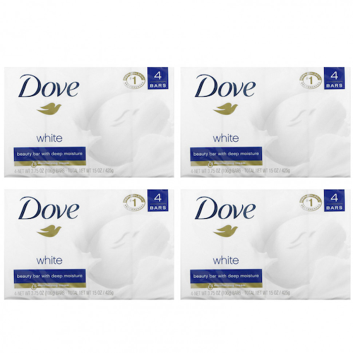 Dove, Мыло Beauty Bar, глубокое увлажнение, белое, 4 шт., По 106 г (3,75 унции) #1