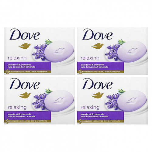 Dove, Расслабляющее мыло, лавандовое масло и ромашка, 4 шт., 106 г (3,75 унции) #1